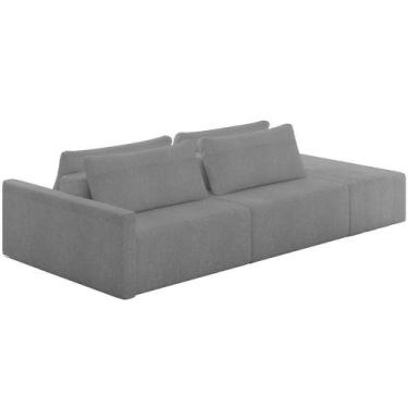 Imagem de Sofá Ilha Modular Para Sala 252cm Com Puff Dublin K01 Bouclê Cinza - L