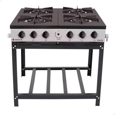 Imagem de Fogão Industrial Venâncio A Gás Bravo 4 Bocas Cinza Esmaltado Br4b