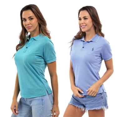 Imagem de Kit 2 Camisa Polo Feminina Piquet Viscose Casual