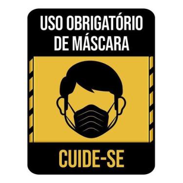 Imagem de Kit 10 Placa Acm Cuide-Se Obrigatório Máscara 18X23 - Sinalizo