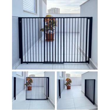 Imagem de Portão de Segurança para Criança e Pet em Alumínio Regulável 70 a 125c