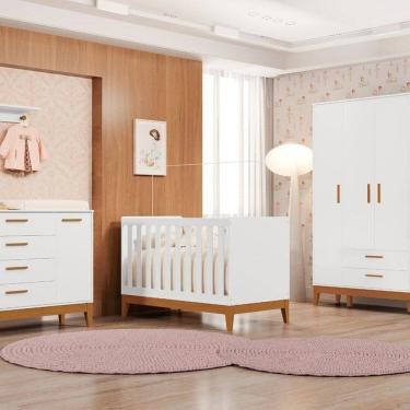 Imagem de Quarto Completo com Roupeiro 4 Portas Flip  Branco Fosco