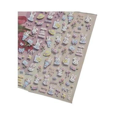 Imagem de Adesivo De Unha 5D Floral Preto E Branco Com Pétalas Douradas Transpar