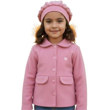 Imagem de Conjunto Casaco Infantil Menina com Gorro Inverno Fofo