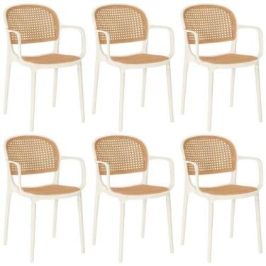 Imagem de Kit 6 Cadeiras De Jantar Roma Prática Com Braços Para Sala E Cozinha -