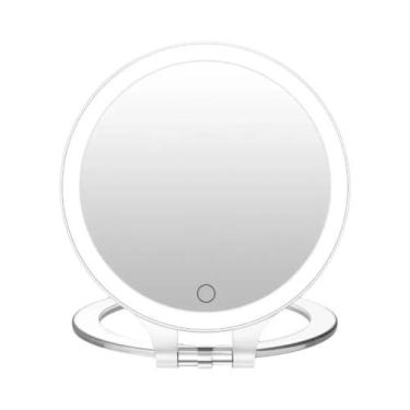 Imagem de Espelho De Maquiagem LED Dobrável Com Tela Sensível Ao Toque, 3 Modos 