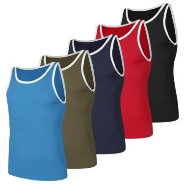 Imagem de Camiseta Sem Mangas Para Fitness Masculina plus Size Em Cor Sólida Par