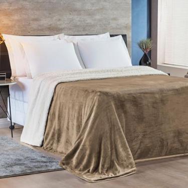 Imagem de Cobertor Alaska Dupla Face com Sherpa King 01 Peça Cáqui - BIA ENXOVAI