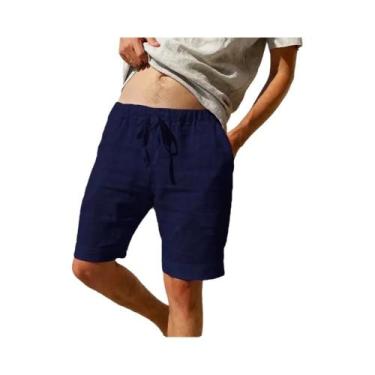 Imagem de Bermudas Masculinas De Verão Em Algodão E Linho Respirável, Cor Sólida