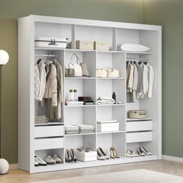 Imagem de Closet 100% Mdf 4 Gavetas 230 Cm Nt6060 Branco Amoudi Móveis Branco