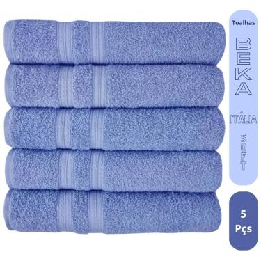 Imagem de Kit 5 Toalhas de Banho Itália Soft Beka 100% Algodão 430g-m2 Super Grossa e Felpuda Azul
