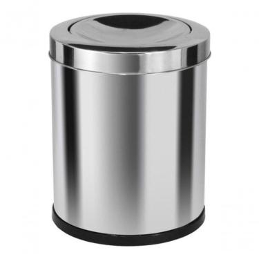 Imagem de Lixeira com Tampa Meia Esfera 30L em Aço Inox Abertura Basculante com Bandeja Interna Inox