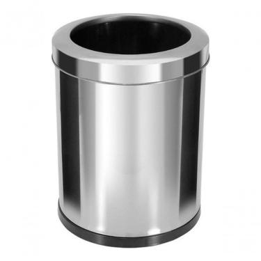 Imagem de Lixeira com Aro 13,5L Aço Inox Abertura Manual para Cozinha e Escritório Inox