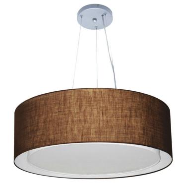 Imagem de Lustre Pendente Cilíndrico Duplo Md-4125 com Cúpula em Tecido 60x25CM Bivolt Café Vivare Brasil Iluminação