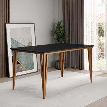 Imagem de Mesa De Jantar Com Vidro 6 Lugares Multimóveis Cr50251 Imbuia-preto