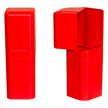 Imagem de Porta Escovas e Creme Dental com Encaixe Adesivo OEM para Higiene Bucal em Plástico Vermelho Kit 2 Peças