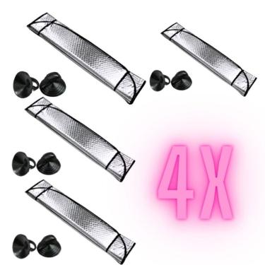 Imagem de Protetor Solar Para-Brisa Automotivo Dobrável Universal 130x60cm com Ventosas Quebra-Sol Painel Prata OEM