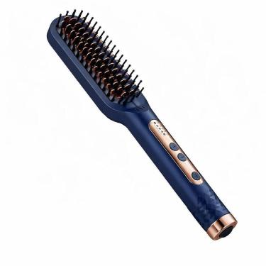Imagem de Escova Alisadora Elétrica Profissional Bivolt Anti-frizz Azul