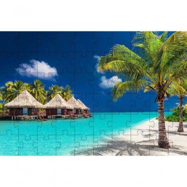 Imagem de Kit 2 Quebra-cabeça Paisagens Praias do Mundo 40 Peças para Idosos Coleção Tea e Amor