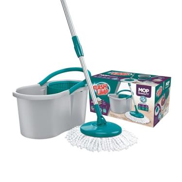 Imagem de Mop FIT Giratório com 2 refis microfibra, balde com 8 litros, MOP5010, Flash Limp