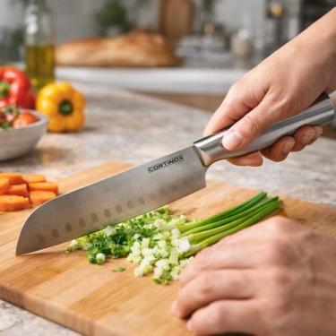Imagem de Faca Cutelo Inox Desossa Carnes Açougue Churrasco Lâmina Larga Afiada 
