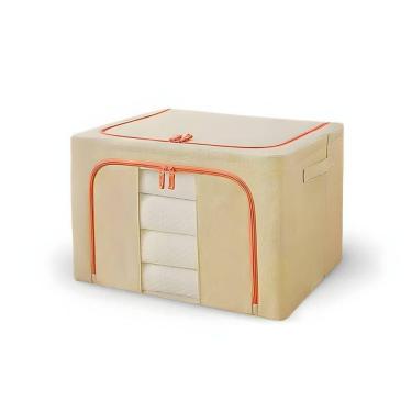 Imagem de Caixa Organizadora Dobrável Multiuso em Poliéster com Zíper e Alças Bege Utimix