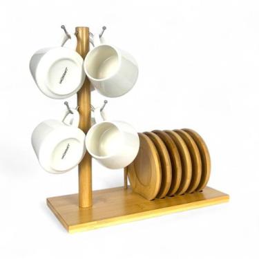 Imagem de Conjunto De Xícaras Oásis Com Pires E Suporte Para Mesa 90ml - Hauskra