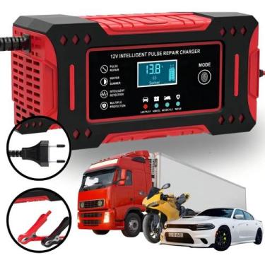 Imagem de Carregador Automotivo Inteligente 12V Para Bateria Carro Moto Uso Prof