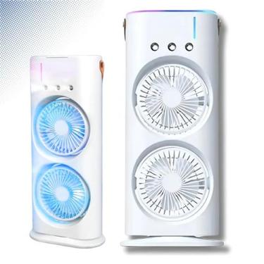Imagem de Mini Ventilador Usb Portátil Climatizador Duplo Turbo Recarregável - F