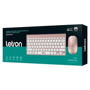 Imagem de Teclado letron sem fio mouse sem fio shine dourado