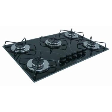 Imagem de Fogão Cooktop À Gás 4 Bocas ChamaLar PRETO Ultra Chama Vidro Bivolt, B