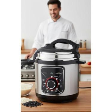 Imagem de Panela Pressão Elétrica 3L Inox Cozimento Seguro e Rápido - Congratula