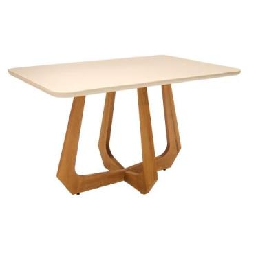 Imagem de Mesa de Jantar Paris 130x80 Madeira Cinamomo Com Vidro Temperado Off W