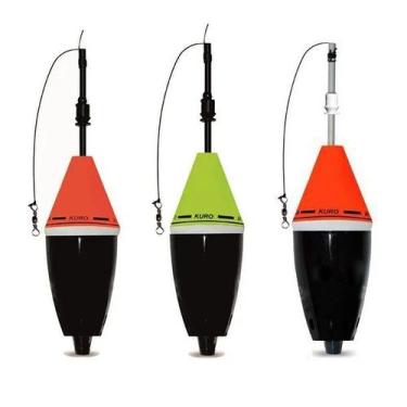 Imagem de Kit 3 Boias Cevadeira Kuro 52gr Jr Pesca Azul Amarela Rosa Preta Branc