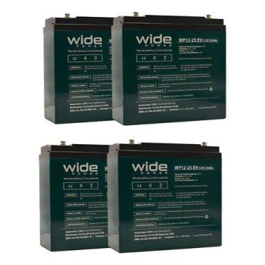 Imagem de Kit 4 Bateria 12v 25ah Triciclo Scooter+autonomia Q 12v 20ah - Wide