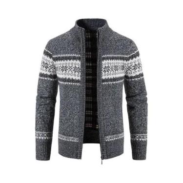 Imagem de Cardigã Masculino De Inverno Em Fleece, Suéter De Malha Natalino, Casa