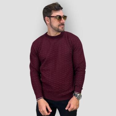Imagem de Suéter Masculino Tricot Frio Gola Redonda Tendência Inverno - GIP, Bor