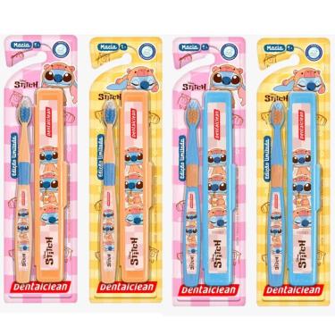 Imagem de Escova de Dente Infantil Dentalclean Stitch Capivara Escolar com Cerdas Macias e Estojo para Crianças 3 a 10 Anos