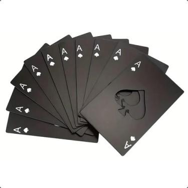 Imagem de Kit 10 Abridor De Garrafa Formato Carta De Baralho Espada Poker Aço In
