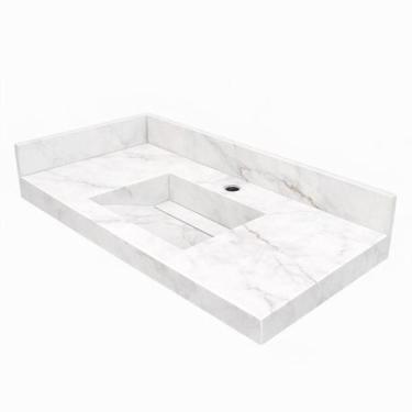 Imagem de Cuba Esculpida Em Porcelanato 90x45x15 Com Kit Instalação cor:branco -