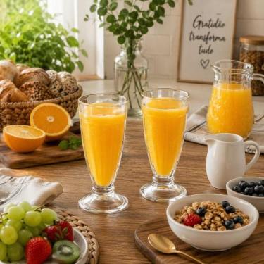 Imagem de Conjunto 2 Taças de Vidro 310ml Elegante Para Bebidas Drinks Shakes Ki