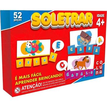 Imagem de Brinquedo Pedagógico Soletrar 52 Peças Coloridas Aprendizado do Alfabeto Plástico Atóxico Coluna
