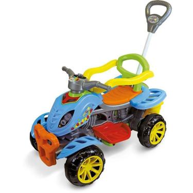Imagem de Quadriciclo para Bebê Colorido com Som 30k Passeio e Pedal Haste Guia Metálica Maral