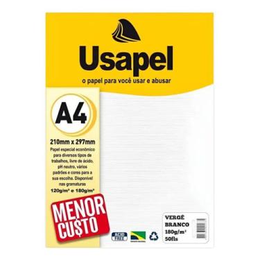 Imagem de Papel Vergê Branco A4 180g 50 Folhas - Usapel