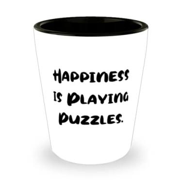 Imagem de Presentes de quebra-cabeça reutilizáveis, Happiness is Playing Puzzles, copo de shot reutilizável para homens e mulheres