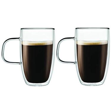Imagem de Canecas de vidro de parede dupla com isolamento térmico para beber café expresso latte mocha – 425 ml – conjunto de duas