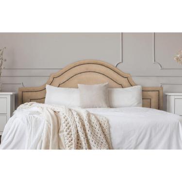 Imagem de Cabeceira Casal Provençal Dupla 140x60 Suede Bege - T. Fumê