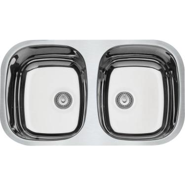 Imagem de Cuba de embutir Tramontina Isis 2C 34 BL Prime em Aço Inox Alto Brilho 72 x 40 cm com válvula Tramontina