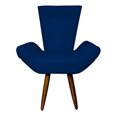 Imagem de Poltrona Decorativa Emília Barca Pés Palito Suede Azul Marinho - DS Estofados