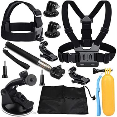 Imagem de Kit de acessórios para câmera de ação compatível com AKASO EK7000 Brave 4 GoPro Hero 13 12 11 10 Brave 7 LE APEMAN DBPOWER Osmo Dragon Touch, ventosa de sucção com alça de cabeça para bastão de selfie